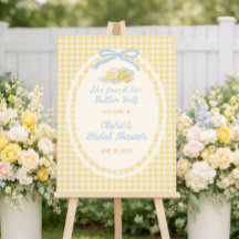 Bienvenue à la Baby Shower Mariage Gingham Jaune D