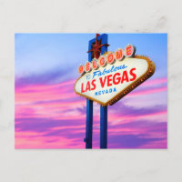 Bienvenue à Las Vega, carte postale bleu violet