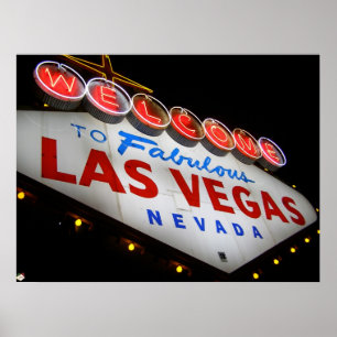 Bienvenue à Las Vegas Neon Poster Print