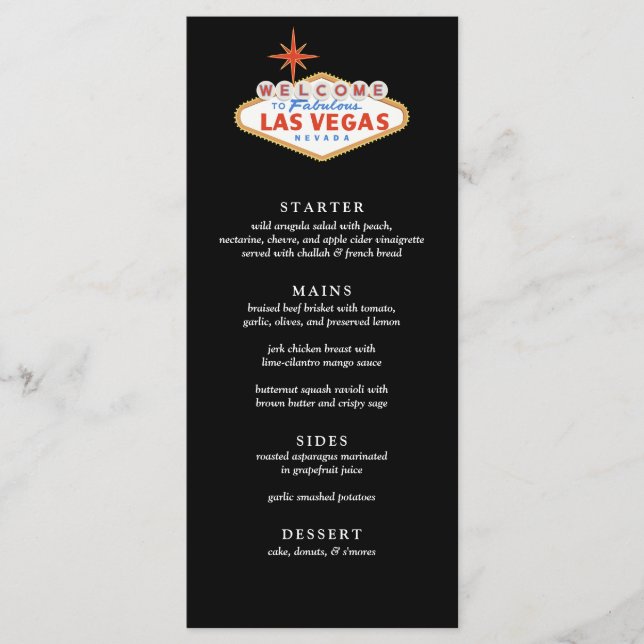 Bienvenue à Las Vegas Wedding Reception Menu (Devant)