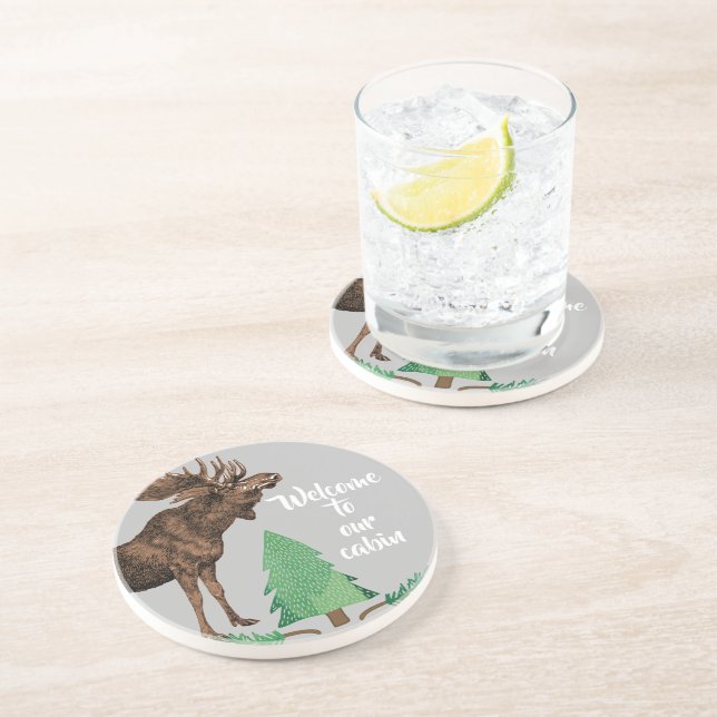 Bienvenue à nos Dessous de verre d'orignaux Cabine (Côté)