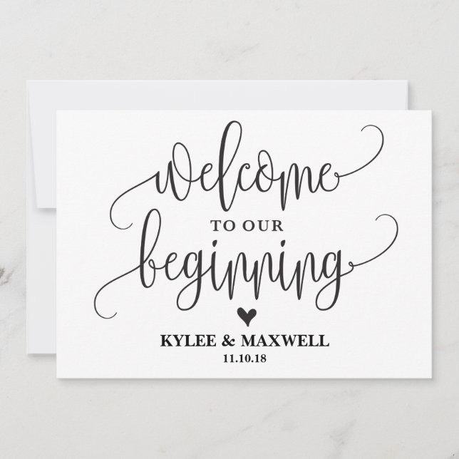 Bienvenue à notre début de pancarte de mariage mod (Devant)