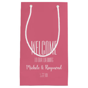 Bienvenue à notre mariage SACs Cadeaux ROSE CHAUD