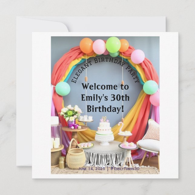 Bienvenue à une fête d'anniversaire élégante (Devant)