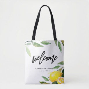 Bienvenue aquarelle citron Mariage de Bohême Sac f
