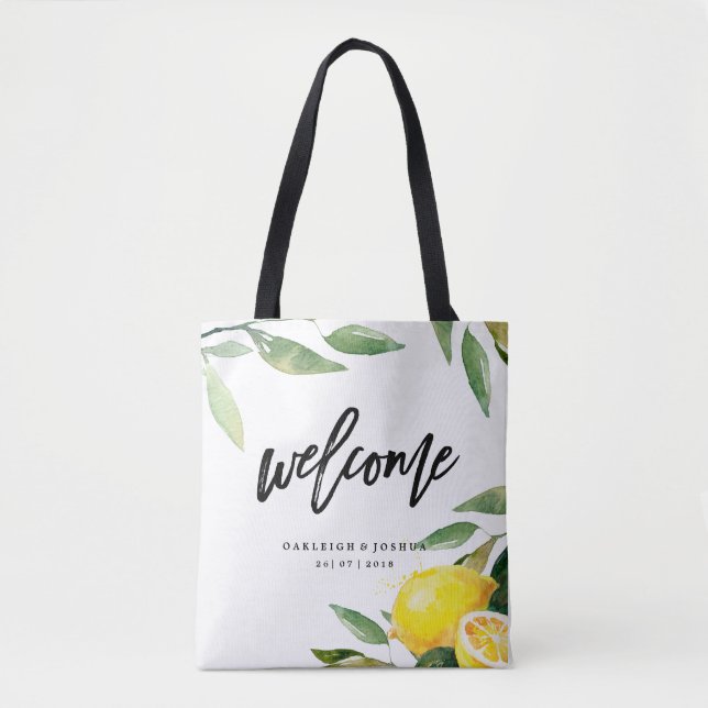 Bienvenue aquarelle citron Mariage de Bohême Sac f (Devant)