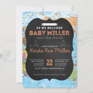 Bienvenue au Invitation du Baby shower mondial