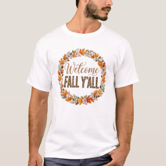 Bienvenue Automne à Tous T-Shirt Couronne de Feuil
