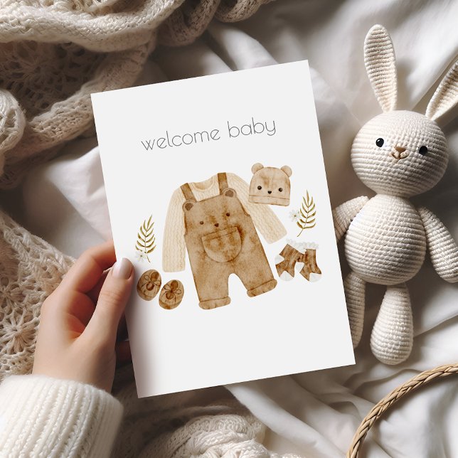 Bienvenue Baby Bear Boho Félicitations Carte (Créateur téléchargé)