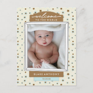 Bienvenue Baby Boy Faire-part de naissance Blue St