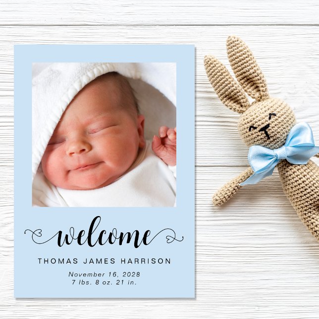 Bienvenue Baby Boy Photos Faire-part de naissance (A heartfelt and personalized way to introduce your baby boy to friends and family)