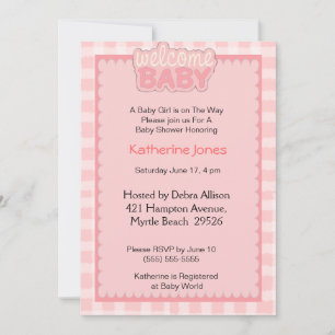 Bienvenue Baby Girl Shower Invitation
