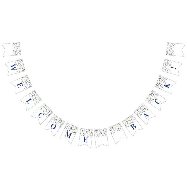 Bienvenue Bannière Bleu Gold Confetti (Tout)