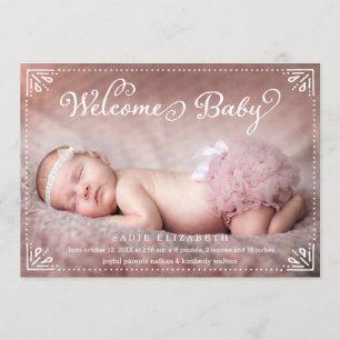 Bienvenue bébé doucement encadré Faire-part de nai