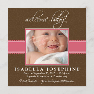 Bienvenue bébé ! Faire-part de naissance rose