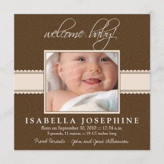 Bienvenue bébé ! Faire-part de naissance ruban Tau