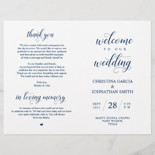 Bienvenue, Cérémonie Mariage, Bleu pliable Marine