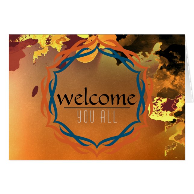 Bienvenue Coucher de soleil Mandala Damask Rouge N (Devant horizontal)