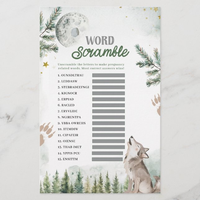 Bienvenue dans le jeu Pack Forest Wolf Word Scramb (Devant)
