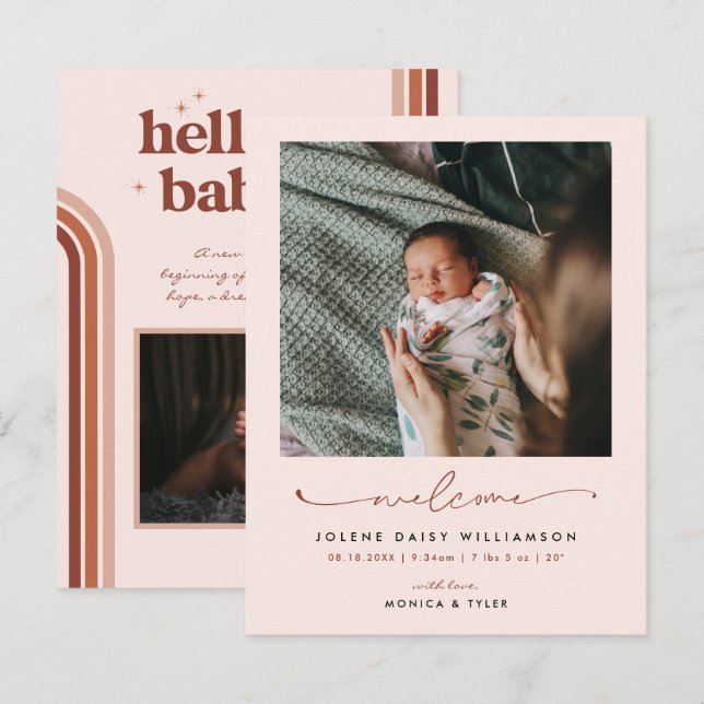 Bienvenue dans le monde | | Naissance Retro Boho (Devant / Derrière)