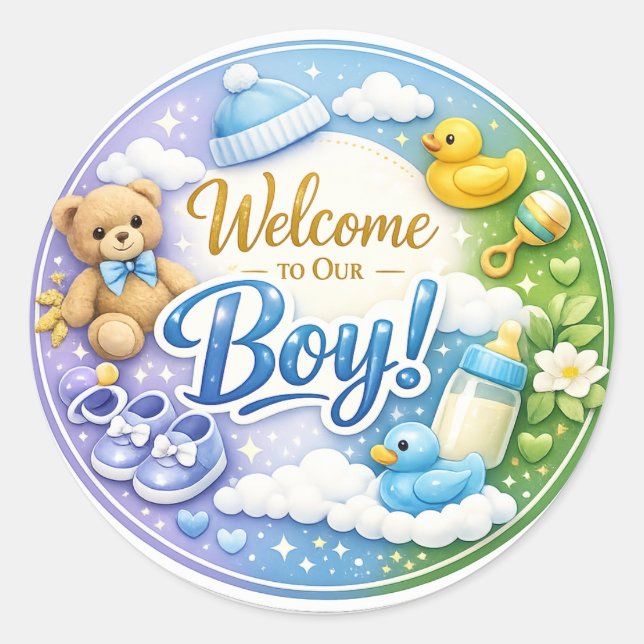Bienvenue dans notre garçon – Autocollant pour Bab (Devant)