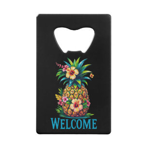 Bienvenue d'ouverture de la bouteille d'ananas tro