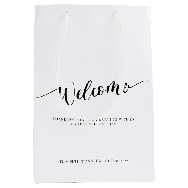 Bienvenue du Mariage de script | Sac cadeau Merci (Devant)