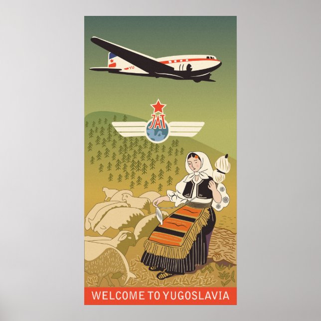 Bienvenue en Yougoslavie, affiche aérienne vintage (Devant)