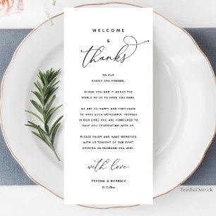 Bienvenue et Merci, Carte de Remerciement de Dîner