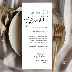 Bienvenue et Merci, Carte de Remerciement pour Dîn