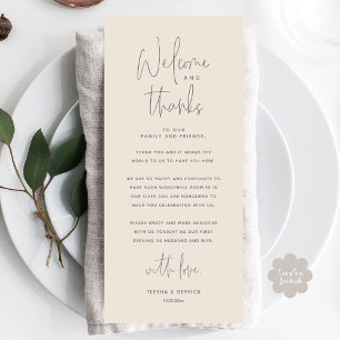 Bienvenue et merci, Place Setting Carte de remerci