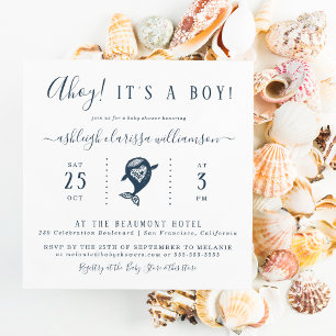 Bienvenue ! Faire-part de Baby Shower Carré Balein