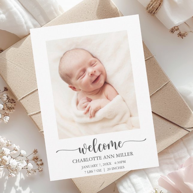 Bienvenue Faire-part de naissance bébé Carte photo (Créateur téléchargé)