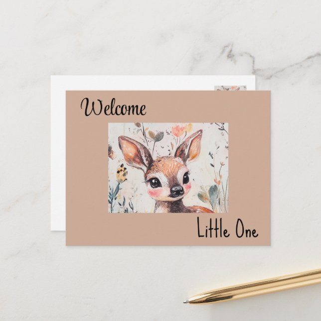 Bienvenue Little One, Baby Girl Card, Carte postal (Devant/Arrière en situation)