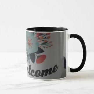 Bienvenue mug floral vintage