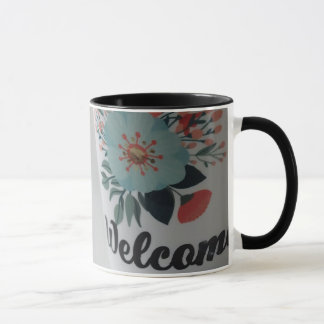 Bienvenue mug floral vintage