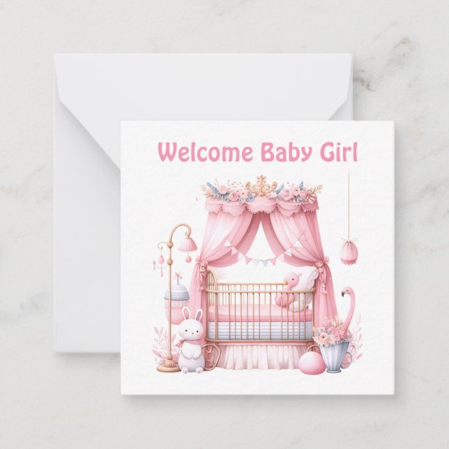 Bienvenue nouvelle carte bébé fille (Devant)