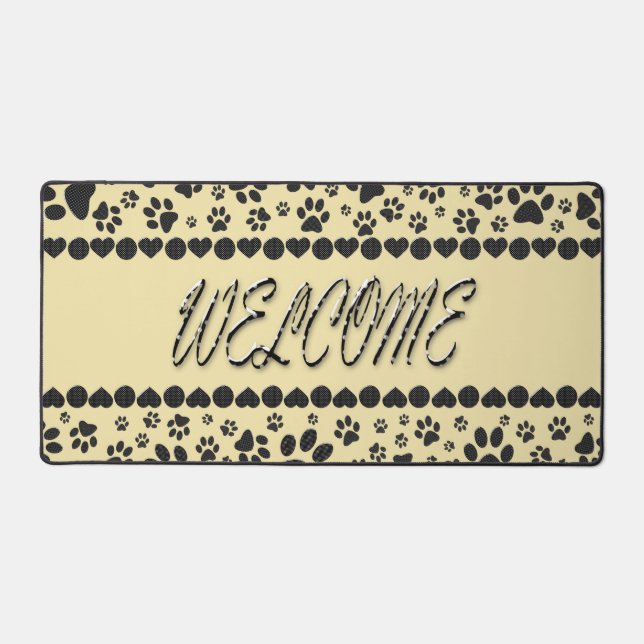 Bienvenue Pâtes de chien noir et blanc Pot Polka s (Recto)