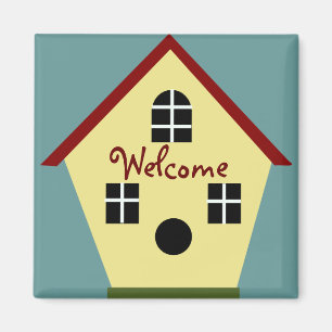 Bienvenue Pays Bleu et Jaune Birdhouse Magnet