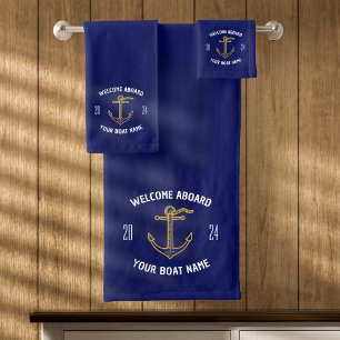 Bienvenue personnalisée à bord Nom du bateau Bleu
