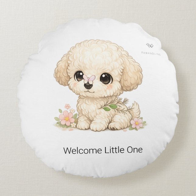 Bienvenue petit chibi jouet peluche rond Coussin C (Devant)