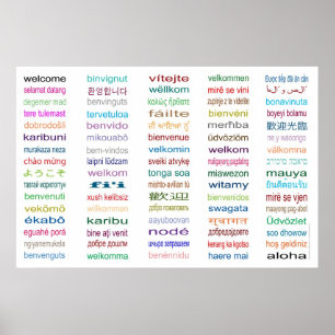 Bienvenue - Poster 80 Langues -3 tailles/Blanc