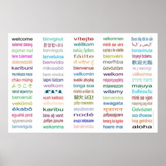 Bienvenue - Poster 80 Langues -3 tailles/Blanc