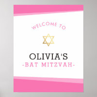 BIENVENUE POSTER bat mitzvah angles simples rose