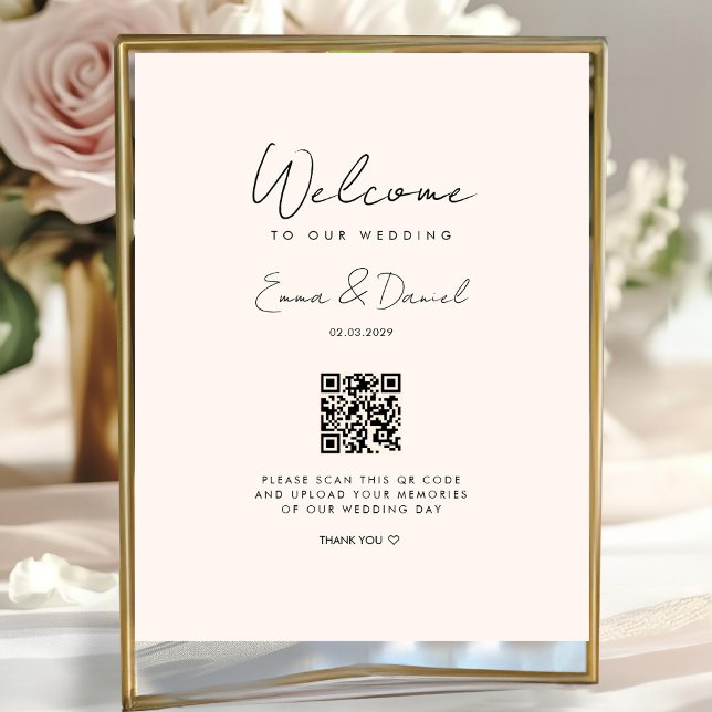 Bienvenue QR Code Mariage Galerie Beige Poster (Créateur téléchargé)