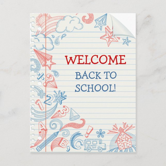 Bienvenue Retour à la carte postale de l'école (Devant)
