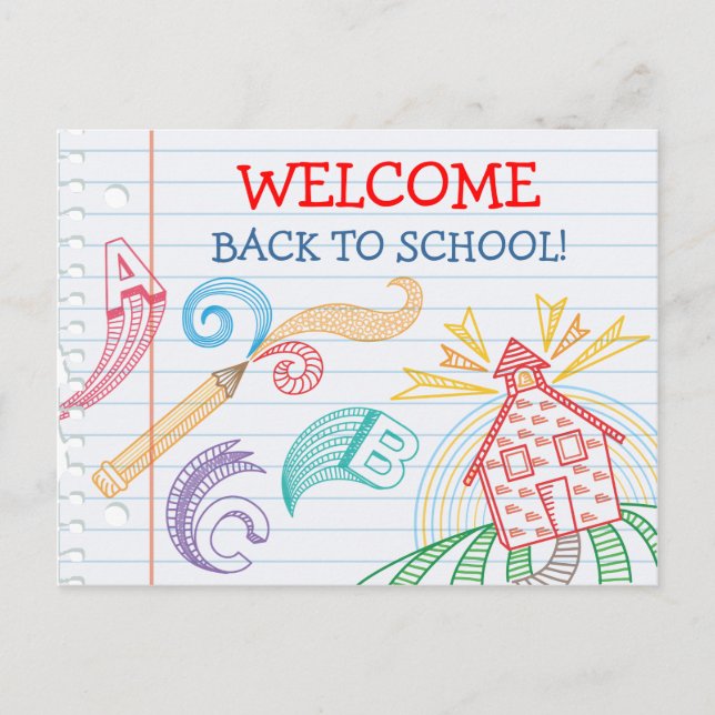 Bienvenue Retour à la carte postale de l'école (Devant)