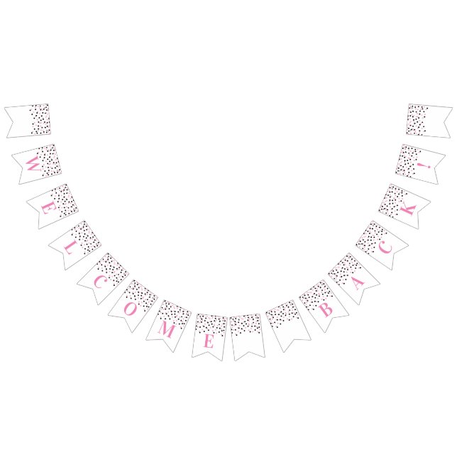 Bienvenue Retour Bannière rose Noir Confetti (Tout)