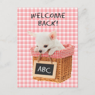 Bienvenue retour carte postale chiot