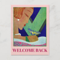Bienvenue Retour, Papillon, Carte postale de style